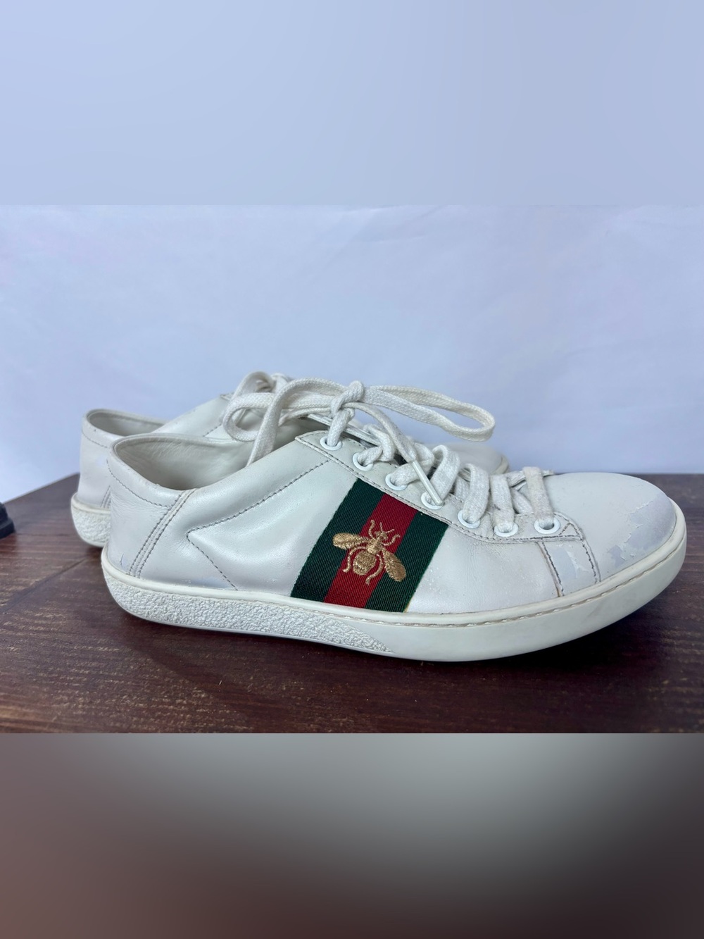 Gucci Ace Embroidered Leather Sneakers - Picture 5 of 7